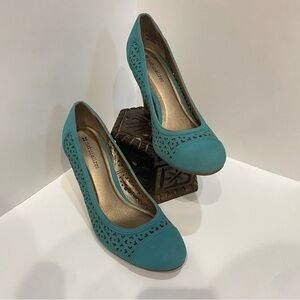 Naturalizer Women's Glam Teal Blue Leather Pumps Size 7.5 M
